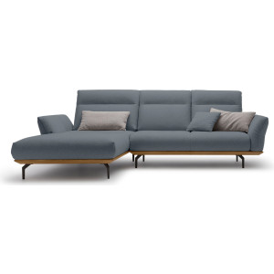 Hülsta Sofa Hoekbank Hs.460 Sokkel in walnotenhout, onderstel in umbra grijs, breedte 298 cm