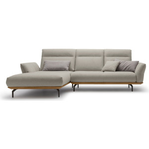 Hülsta Sofa Hoekbank Hs.460 Sokkel in walnotenhout, onderstel in umbra grijs, breedte 298 cm