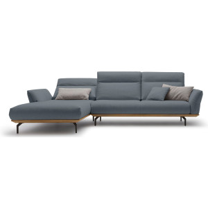 Hülsta Sofa Hoekbank Hs.460 Sokkel in walnotenhout, onderstel in umbra grijs, breedte 318 cm