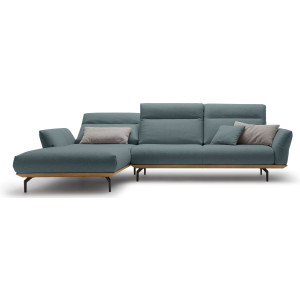 Hülsta Sofa Hoekbank Hs.460 Sokkel in walnotenhout, onderstel in umbra grijs, breedte 318 cm