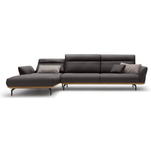 Hülsta Sofa Hoekbank Hs.460 Sokkel in walnotenhout, onderstel in umbra grijs, breedte 338 cm