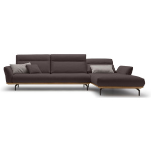 Hülsta Sofa Hoekbank Hs.460 Sokkel in walnotenhout, onderstel in umbra grijs, breedte 338 cm