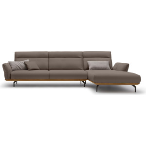 Hülsta Sofa Hoekbank Hs.460 Sokkel in walnotenhout, onderstel in umbra grijs, breedte 338 cm