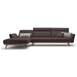 Hülsta Sofa Hoekbank Hs.460 Sokkel in walnotenhout, onderstel in umbra grijs, breedte 338 cm