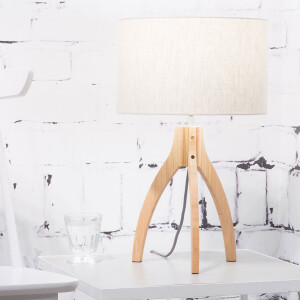 Good&Mojo Tafellamp 'Annapurna' Bamboe en Eco linnen, kleur Beige