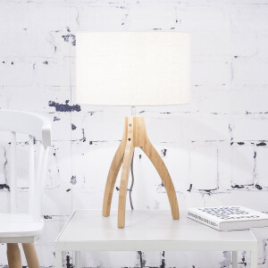 Good&Mojo Tafellamp 'Annapurna' Bamboe en Eco linnen, kleur Wit