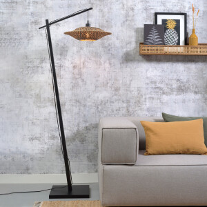 GOOD&MOJO Vloerlamp 'Bali' Bamboe, 176cm, kleur Naturel/Zwart