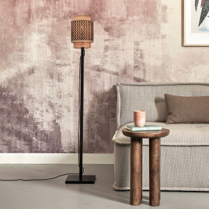 GOOD&MOJO Vloerlamp 'Bhutan' Bamboe, 135cm, kleur Zwart/Naturel