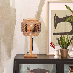 GOOD&MOJO Tafellamp 'Bhutan' Bamboe, 40cm, kleur Naturel/Zwart