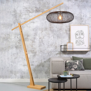GOOD&MOJO Vloerlamp 'Cango' Bamboe, 218cm, kleur Naturel/Zwart