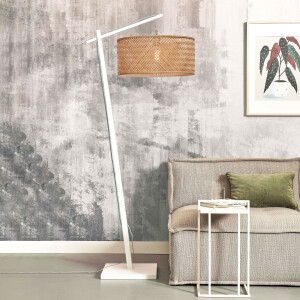 GOOD&MOJO Vloerlamp 'Java' Bamboe, 176cm, kleur Wit/Naturel