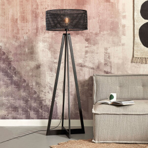 GOOD&MOJO Vloerlamp 'Java' 4-poot, Bamboe, kleur Zwart
