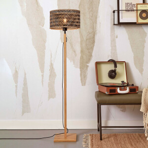 GOOD&MOJO Vloerlamp 'Java' Bamboe, 128cm, kleur Naturel/Zwart