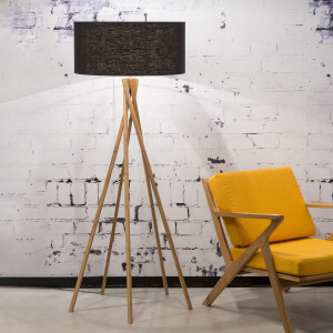 Good&Mojo Vloerlamp 'Kilimanjaro' Bamboe en Eco linnen, kleur Zwart