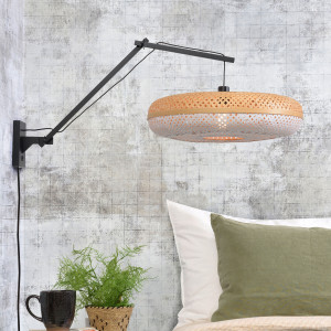 GOOD&MOJO Wandlamp 'Palawan' Large, Bamboe, kleur Zwart/Naturel/Wit