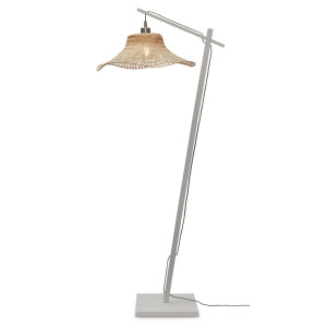 GOOD&MOJO Vloerlamp 'Ibiza' Bamboe, 150cm, kleur Wit/Naturel