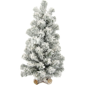 I.GE.A. Deco-boom Kerstdecoratie, kerstboom op houten voet met kunstsneeuw 60 cm (1 stuk)