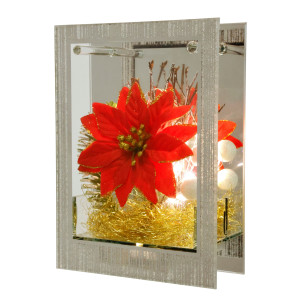 I.GE.A. Decoratief led-figuur Decoratieobject van glas met LED-licht Met kerstster engelenhaar dennen groen kerstdecoratie decor cadeau (1 stuk)