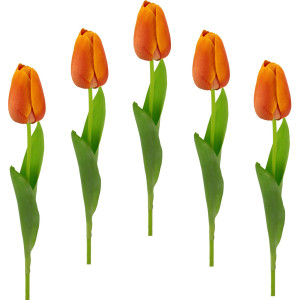 I.GE.A. Kunstbloem Real Touch Tulpen set van 5 kunst-tulpenknoppen kunstbloemen snijbloem (5 stuks)