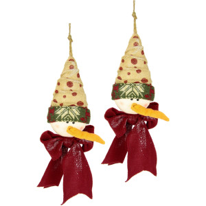 I.GE.A. Sneeuwpop Decoratiefiguur van vilt en jute, met strik, 2-pack, rood, hoogte 33 cm (set, 2 stuks)