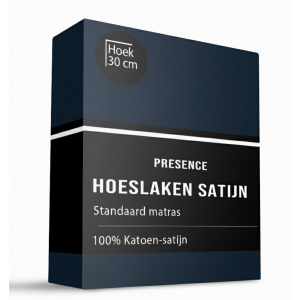 Hoeslaken Katoen Satijn Uni - Navy - 90x210cm - Blauw - Presence - Dekbed-Discounter.nl