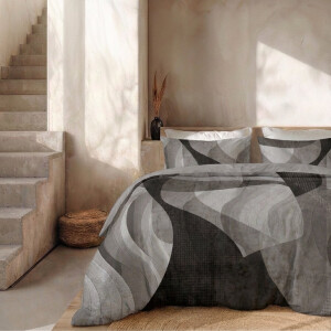 Dekbedovertrek Percale-Katoen Verkoelend - Abstract Marble - Grijs - Tweepersoons (200x200 Cm) - Grijs & Zwart & Antraciet Percale Katoen - Effen - - Dekbed-Discounter.nl