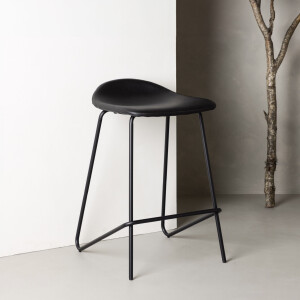 Nohr Barkruk 'Meggan' Lederlook, kleur Zwart (zithoogte 66cm)