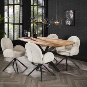 LifestyleFurn Eettafel 'Imre' Deens ovaal, Acaciahout, 180 x 95cm