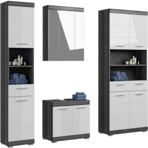 INOSIGN Badkamerserie Siena Smalle hoge kast, WBU, spiegelkast, brede hoge kast (set, 4-delig)