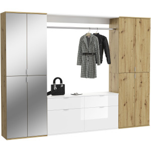 INOSIGN Halmeubelset Trondheim 2x garderobekast, 1 commode, 1 kledingstang, 1 legplank (set, 4-delig)