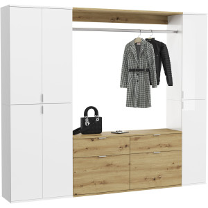 INOSIGN Halmeubelset Trondheim 2x garderobekast, 1 commode, 1 kledingstang, 1 legplank (set, 4-delig)