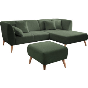 INOSIGN Hoekbank Colori L-vorm Houtkleur voetkeuze, inclusief 4x sierkussens