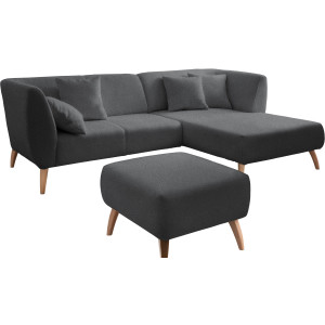 INOSIGN Hoekbank Colori L-vorm Houtkleur voetkeuze, inclusief 4x sierkussens