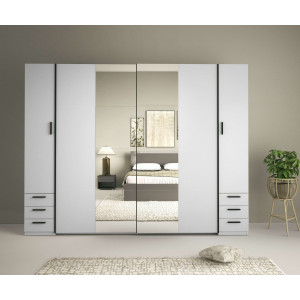 INOSIGN Kledingkast Antioch, 8 planken en 2 kledingstangen, BxHxD 270x207x61 cm Garderobe met spiegel, 2 schuifdeuren, 2 draaideuren, 6 lades