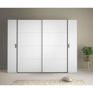 INOSIGN Kledingkast Antioch met 10 planken en 2 kledingstangen, zwarte handgrepen Garderobe met 2 schuifdeuren en 2 draaideuren, B/H/D 270/207/61 cm