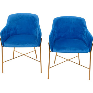 INOSIGN Stoel Fauteuil met frame van stalen buis, goudkleur, veloursovertrek (set, 2 stuks)