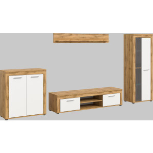 INOSIGN Woonkamerset Aosta, Breedte 330cm, bestaand uit Highboard, Lowboard, Wandplank, Vitrine