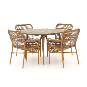 Intenso Parma/ROUGH-K ø 115cm dining tuinset 5-delig stapelbaar - Laagste prijsgarantie!