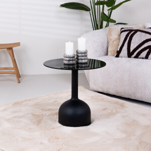 Sohome Ronde Bijzettafel 'Indira' Glas en staal, 55cm