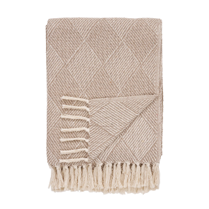 Ivory plaid beige met franjes - 180 x 130 cm