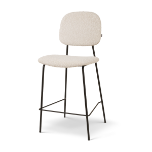 Jasmijn barkruk bouclé beige - zwart onderstel - 65 cm