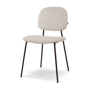 Jasmijn eetkamerstoel bouclé beige - zwart onderstel