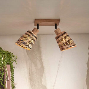 GOOD&MOJO Plafondlamp 'Java' 2-lamps, Bamboe, kleur Naturel/Zwart