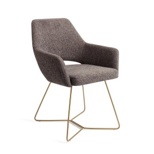 Jesper Home Eetkamerstoel 'Yanai' Beehive Gold, kleur Amazing Grey