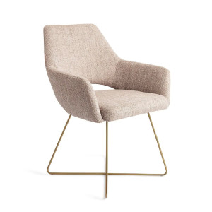 Jesper Home Eetkamerstoel 'Yanai' Cross Gold, kleur Biscuit Beach