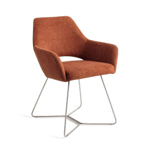 Jesper Home Eetkamerstoel 'Yanai' Beehive Steel, kleur Tuscan Terra
