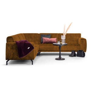 Sohome Hoekbank 'Jill' Velvet, kleur cognac