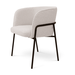 Josefien eetkamerstoel bouclé beige - zwart onderstel