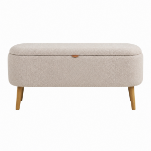 Juna bankje met opbergruimte bouclé taupe - 95 x 37 cm