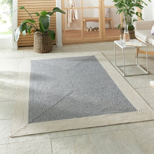 Jute Vloerkleed Braids Grijs Creme 80x200 Cm Laagpolig NORTHRUGS - Dekbed-Discounter.nl